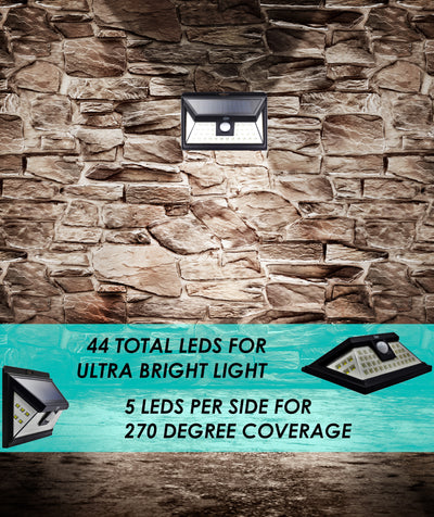 44 LED Solar Security Light with Motion Sensor - 2 pack